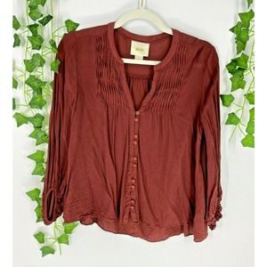 Anthropologie Maeve Button Front Peasant Blouse